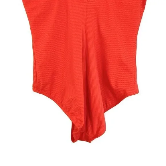 Catalina Swimwear Orange Ribbed Padded Scoop Full Coverage One Piece Swimsuit - Picture 7 of 7